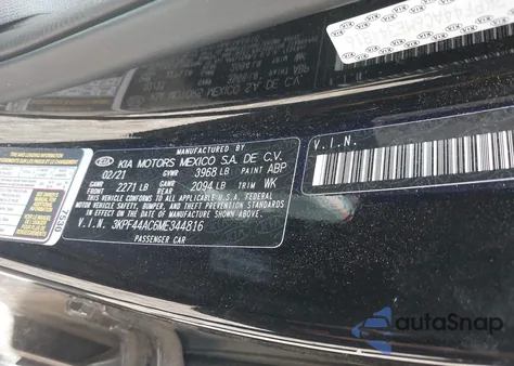 2021 Kia Forte Gt z USA, uszkodzony, nr VIN 3KPF44AC6ME344816